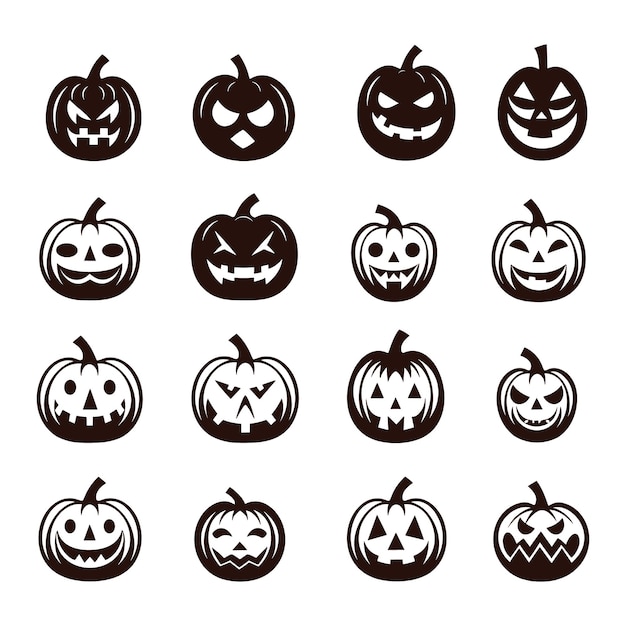 Happy halloween silhouette set collection of halloween vector elements