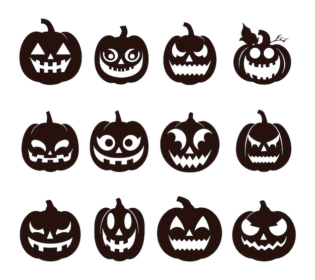 Happy halloween silhouette set collezione di elementi vettoriali di halloween