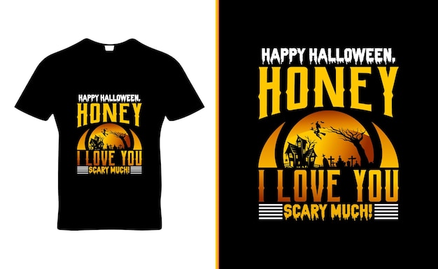 Вектор дизайна шаблона футболки Happy Halloween sort