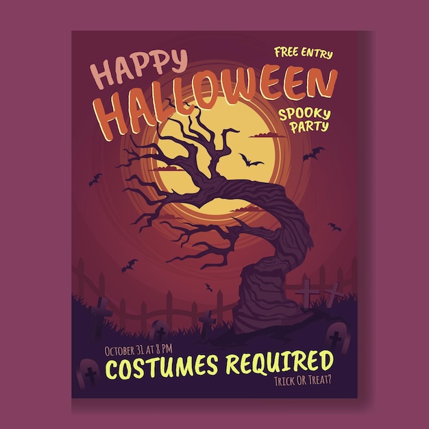 Vector happy halloween spooky party poster design