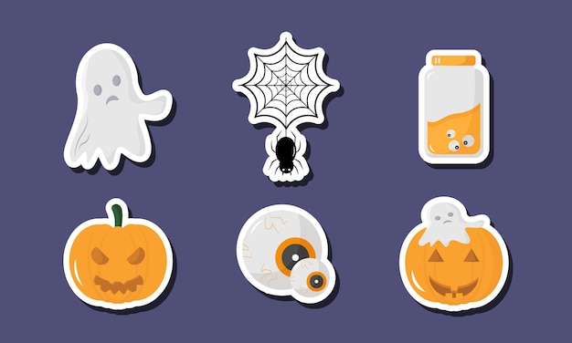 Happy Halloween Sticker Set Vector Design