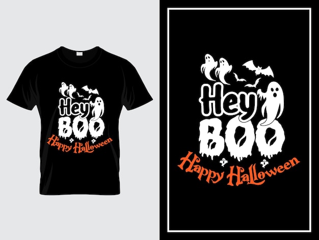 Vettore felice halloween t-shirt design illustrazione vettore hey boo