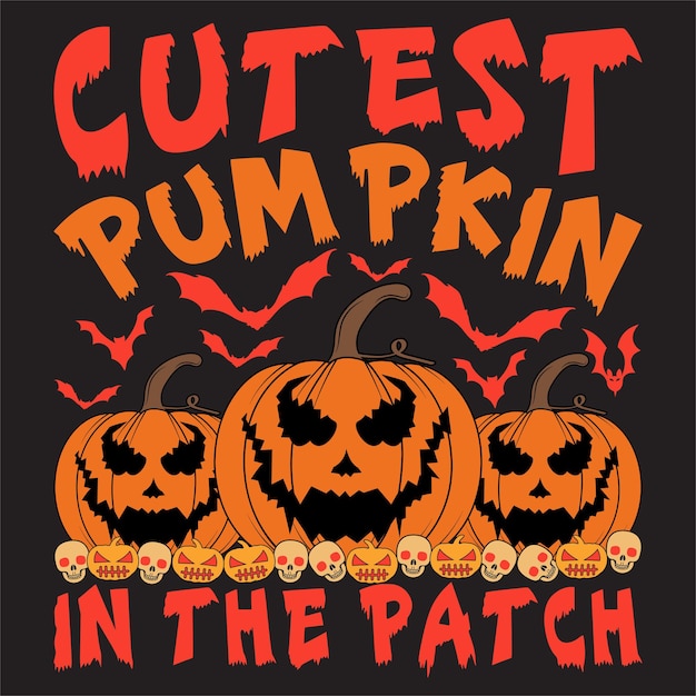 Happy Halloween t-shirt design with Halloween elements or Hand drawn Halloween typography design