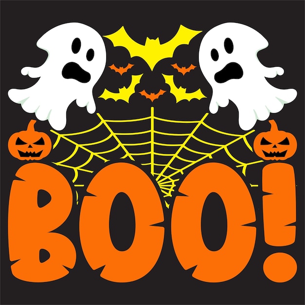 Счастливый дизайн футболки на Хэллоуин с элементами Хэллоуина или рисованный дизайн типографии на Хэллоуин