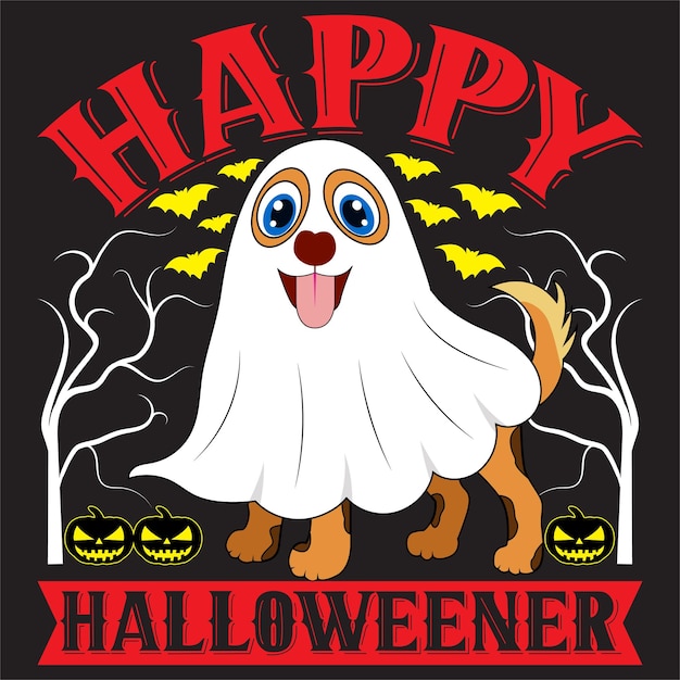 Happy halloween t-shirt design con elementi di halloween o design tipografico di halloween disegnato a mano