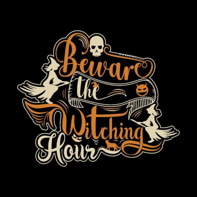 Happy halloween t shirt design with halloween elements or hand drawn halloween typography design