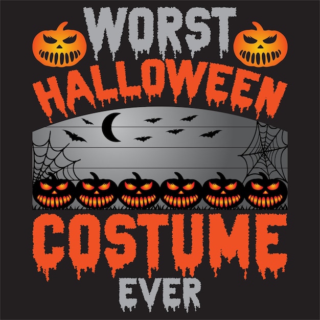 Счастливый дизайн футболки на хэллоуин с элементами хэллоуина или рисованный дизайн типографии хэллоуина