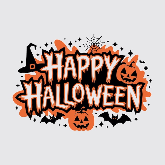 Happy Halloween t-shirt ontwerp typografie op een geïsoleerde witte achtergrond