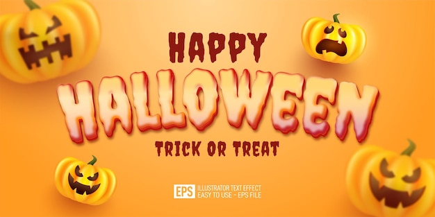 Happy halloween tekst bewerkbare 3D-stijl effect sjabloon met gele achtergrond