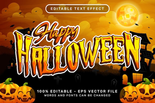 happy halloween tekst effect en bewerkbaar tekst effect met halloween achtergrond