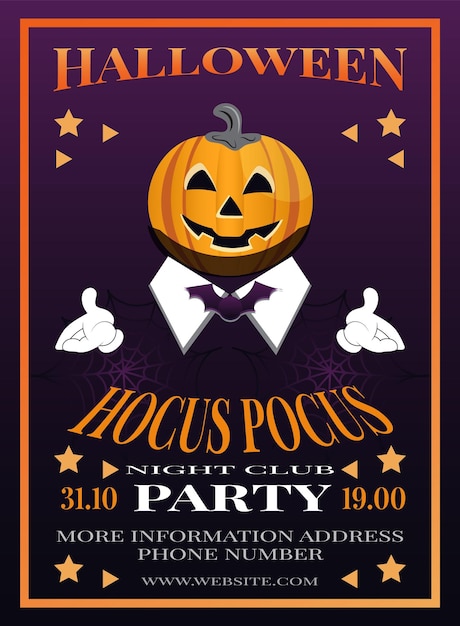 Vector happy halloween template design invitation flyer or party poster drawing placard