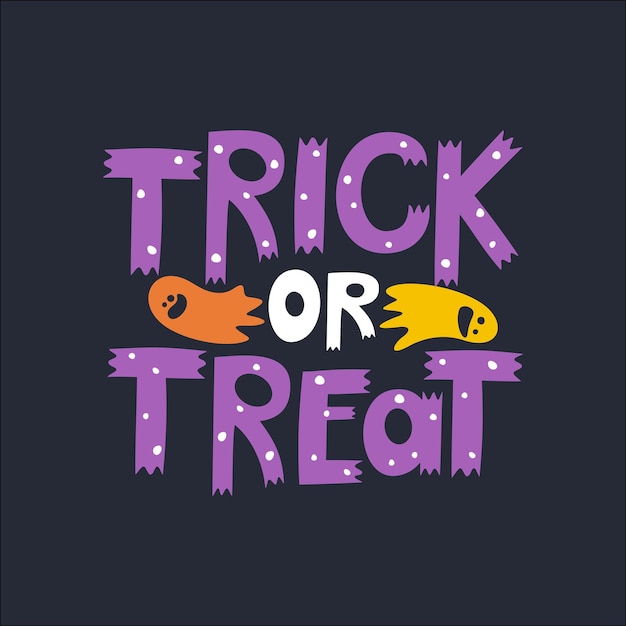 Vector happy halloween template with handwritten inscription trict or treat