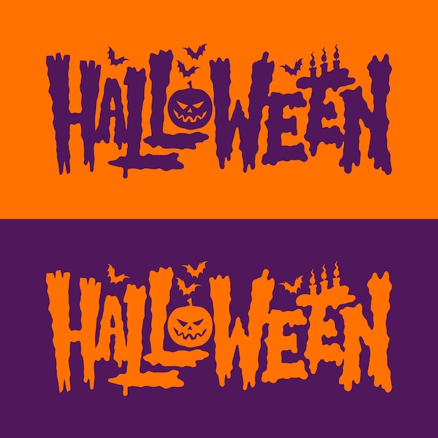 Happy halloween text banner design vector