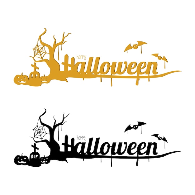 Banner di testo di halloween felice, vettore.