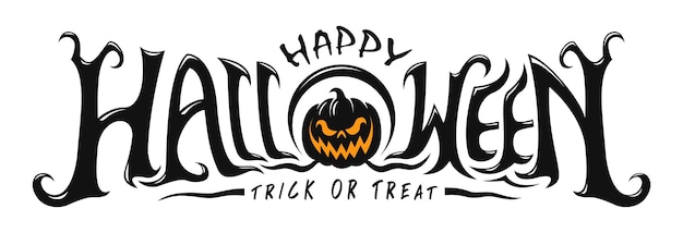 Vector happy halloween text banner, vector