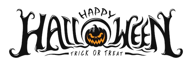 Happy Halloween Text Banner, Vector