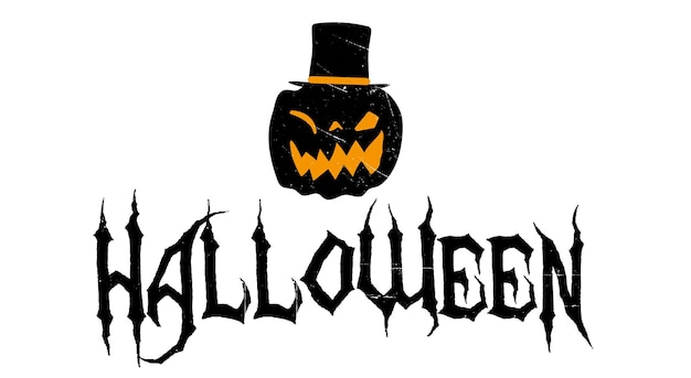 Happy Halloween Text Banner, with pumpkin.Vector