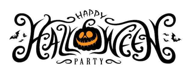 Vector happy halloween text banner