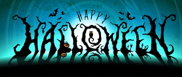 Vettore felice banner di testo di halloween