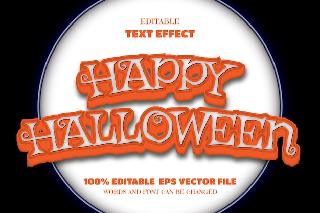 Vector happy halloween text editable font effect