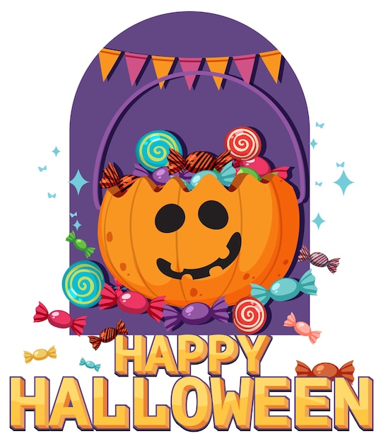 Felice halloween testo logo cartoon concept