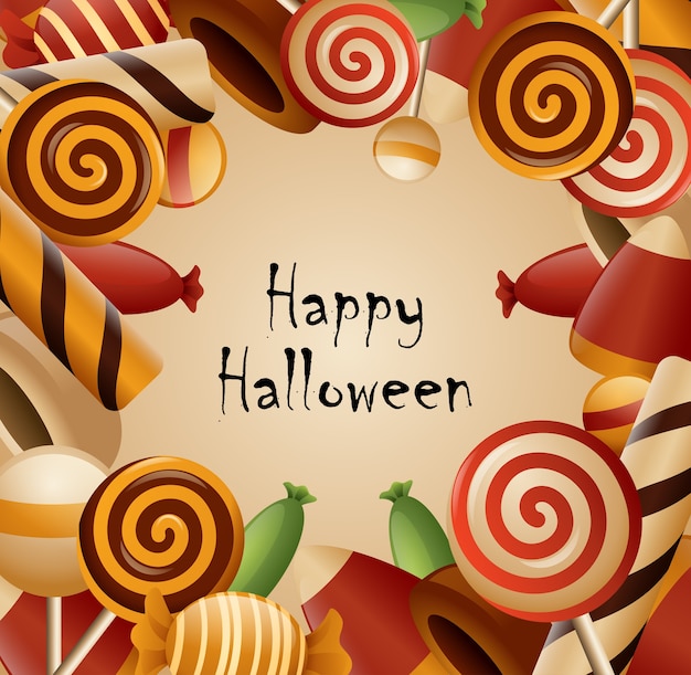 Vector happy halloween theme collected candy