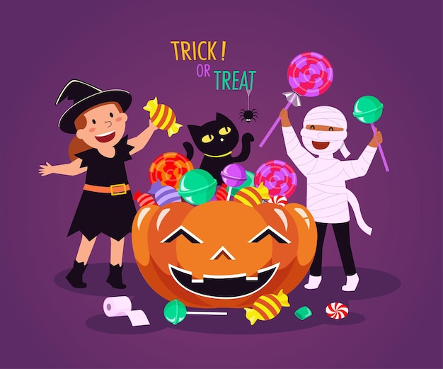 Vector happy halloween (trick or treat) illustratie