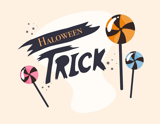 happy halloween trick or treat letter and character for halloween event design vector