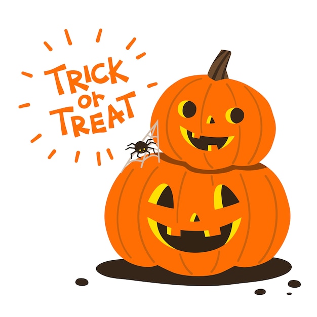 Vector happy halloween and trick or treat party with pumpkins. halloween card.