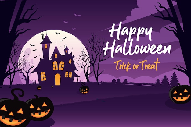 Sfondio dell'illustrazione vettoriale di happy halloween trick or treat