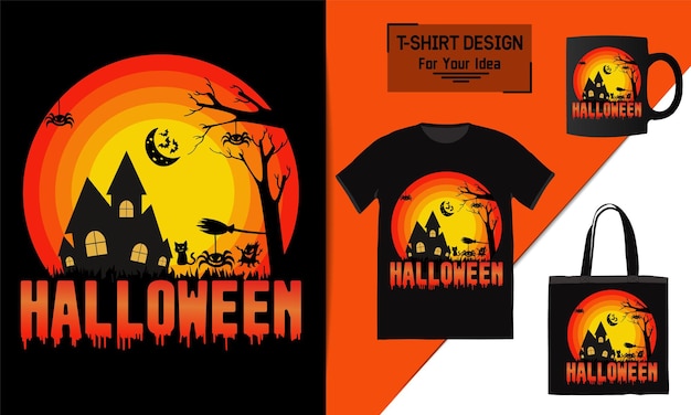 Happy Halloween TShirt Design vector sjabloonontwerp typografie element