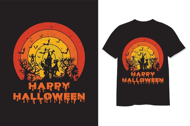 Disegno della maglietta di halloween felice