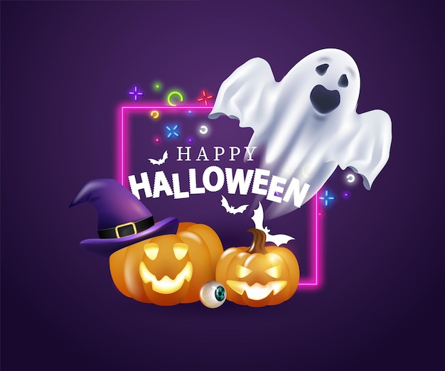 Happy halloween vector d template banner for promotion design greeting cards for the holiday realist