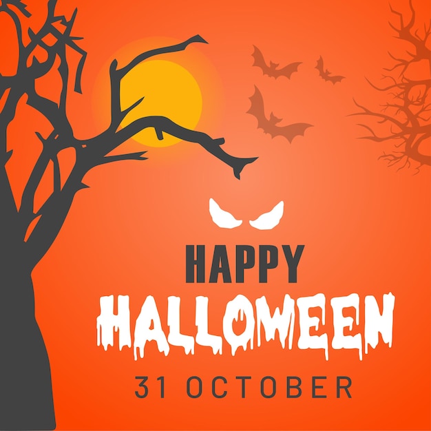 Happy halloween vector design template on a orange background