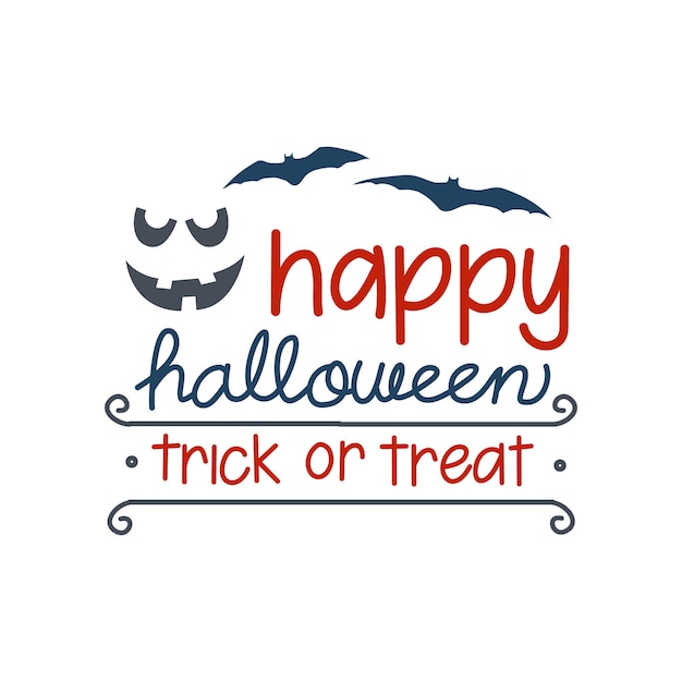 Happy halloween emblema di halloween vettoriale con zucche horror e pipistrelli