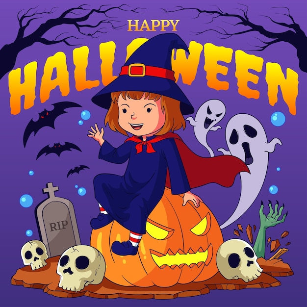 happy halloween vector illustration