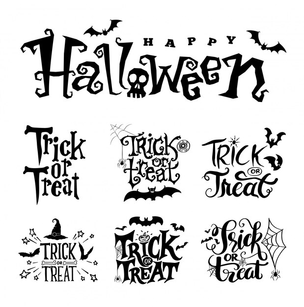 Happy halloween vector lettering collection