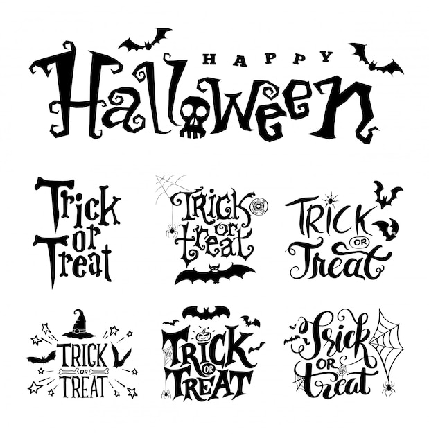 Happy halloween vector lettering collection