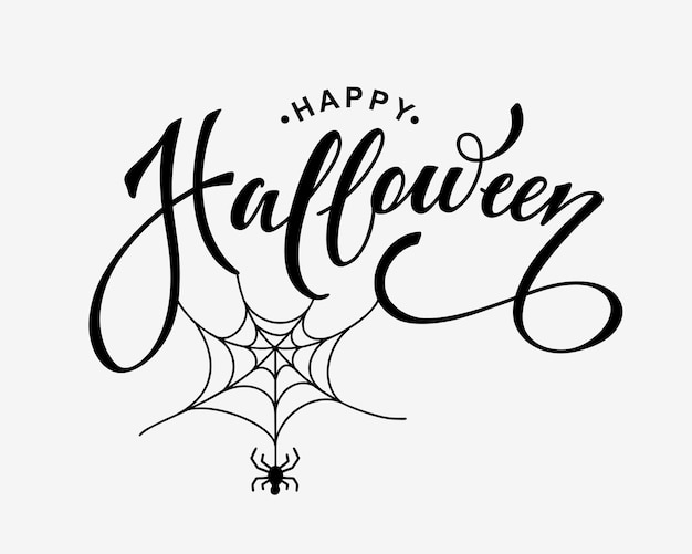 Happy Halloween vector lettering. Festive calligraphy for a banner, poster, greeting card, invitation to a party. Vector illustration.