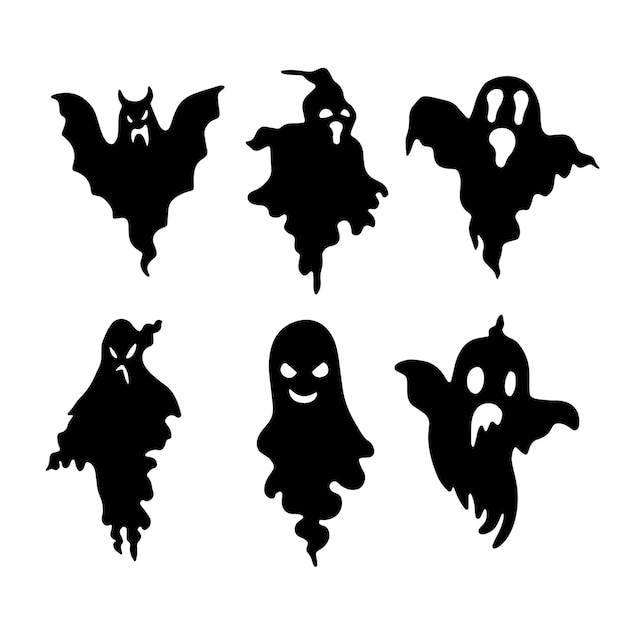 Happy halloween vector ontwerp element set geïsoleerde halloween silhouet vector collectie