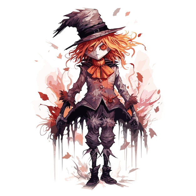 Happy Halloween vector scarecrow Happy Halloween poster greeting card party invitation
