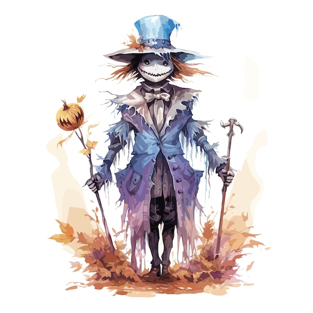 Vector happy halloween vector scarecrow happy halloween poster greeting card party invitation