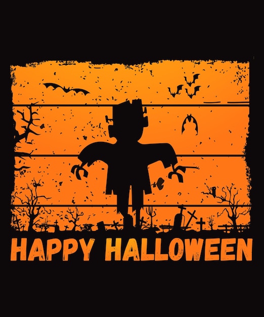 Happy halloween vector t-shirt design template