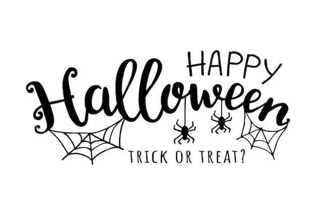 Happy halloween vectorillustratie met web en spin Trick or treat