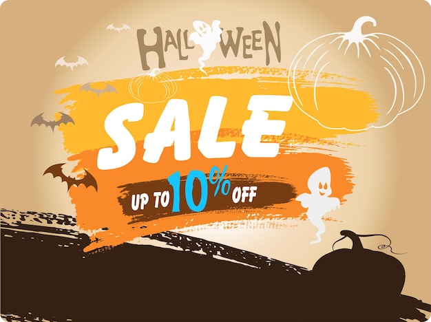 Happy halloween-verkoop 10 bannerconceptenillustratie in halloween-stijl te koop, promotietemplat