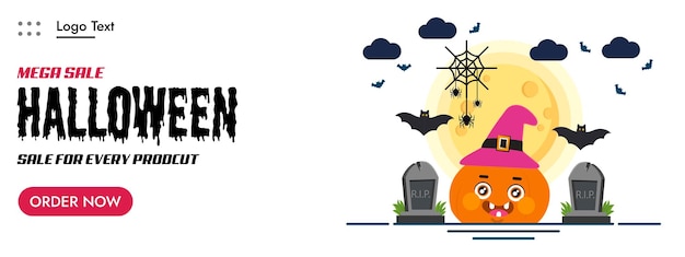 Happy halloween verkoop banner ontwerpsjabloon voor website, dekking, banner.