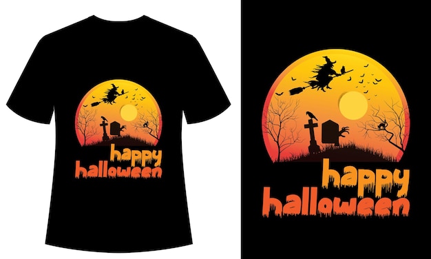 Happy Halloween Vintage en Retro Tshirt, typografie, vector, spookachtig, kleding, citaten, klaar voor afdrukken