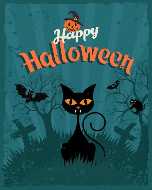 Felice poster vintage di halloween