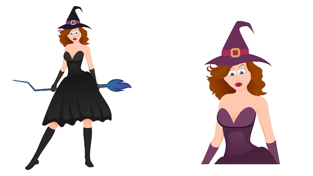 happy halloween witch character vector illustration on white background