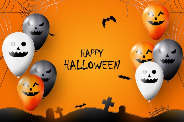 Happy halloween with balloon background. vector illustration.